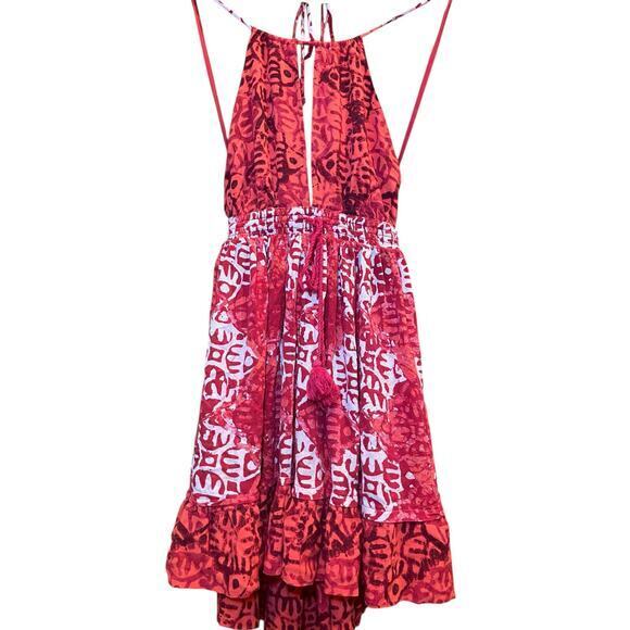 Free People Alluring Halter Mini Dress Keyhole Halter Neckline Red, Orange Small - Picture 6 of 15
